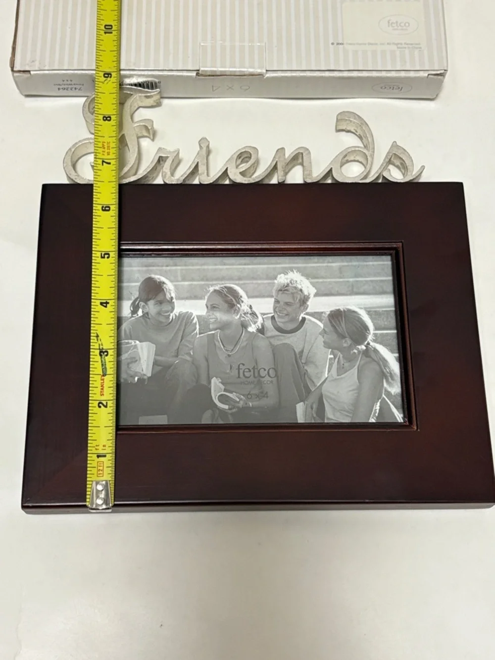 NEW Fetco Friends Wood Photo Frame with Silver Script Accent 6 x 4 New in Box
